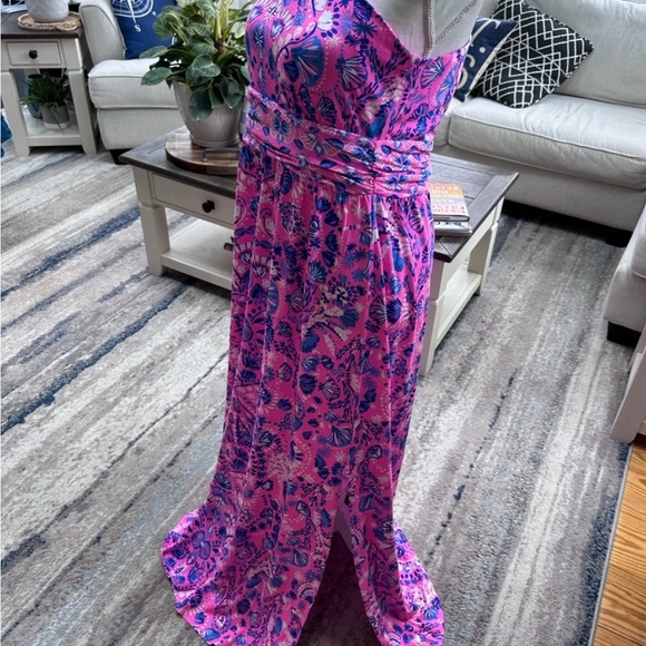 NWT’s Solana One-Shoulder Maxi in Havana Pink Turtle Tidepool Engineered knit. - Picture 3 of 5